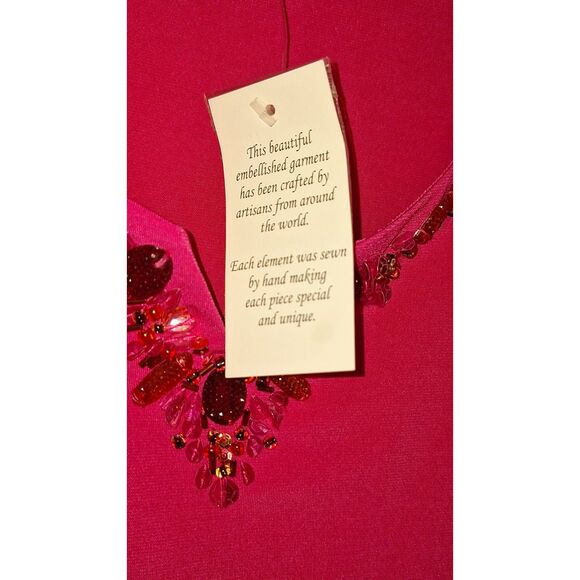 A Susan Graver Style Artisan Women's Top Beaded Pink Evening Office Siren 1X NWT - Picture 11 of 12